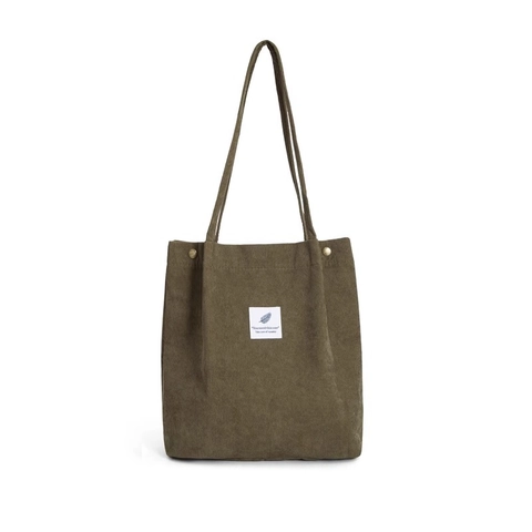 Damen Kord Tragetasche Casual Große Kapazität Schultertasche Vintage Bedruckte Einkauftasche Outdoor Reise Handtasche
