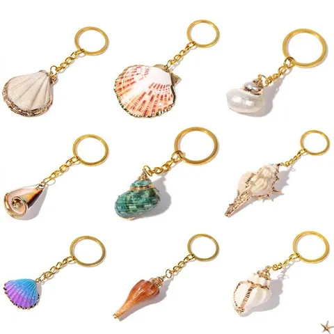 Porte-clés Coquillage Naturel Alliage Métal Or Style Plage Océan Charme Sac À Main Tropical Porte-clés Voiture Vacances