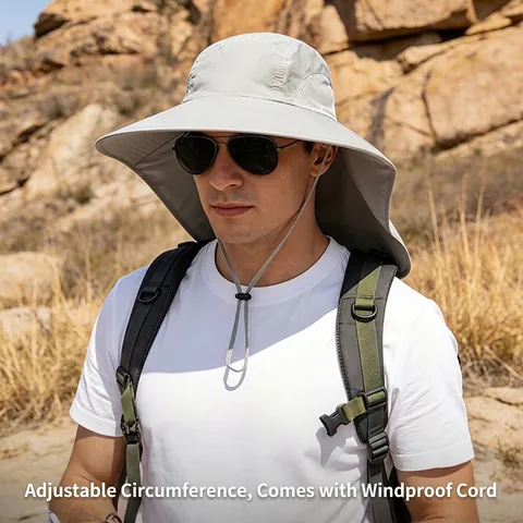 Chapeau De Soleil Extérieur Avec Rabat De Nuque Large Bord Respirant Imperméable Séchage Rapide Pêche Randonnée