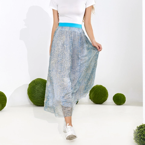 Gonna Midi in Maglia Metallizzata a Vita Alta da Donna Elegante Gonna Plissettata in Stile Francese per Vacanze