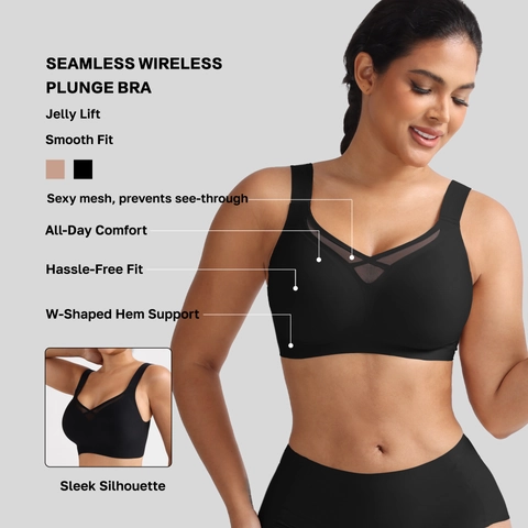 Women's Seamless Wireless Bra Set Large Size Jelly Glue Support Push Up Breathable Minimalist Bra And Panties Lingerie