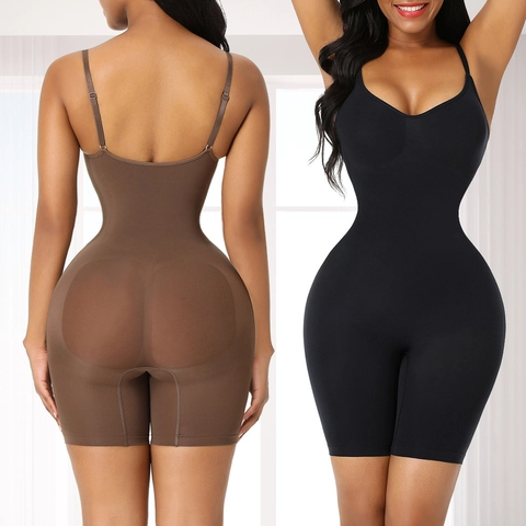 Body Reductor sin Costuras para Mujer Control de Abdomen Levantador de Glúteos Tirantes Ajustables Ropa Interior Adelgazante
