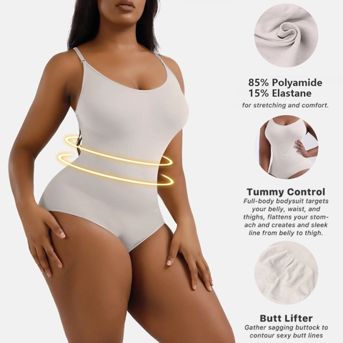 Body Modellante Donna Senza Cuciture Controllo Pancia Sollevamento Glutei Spalline Sottili Body Contenitivo Snellente