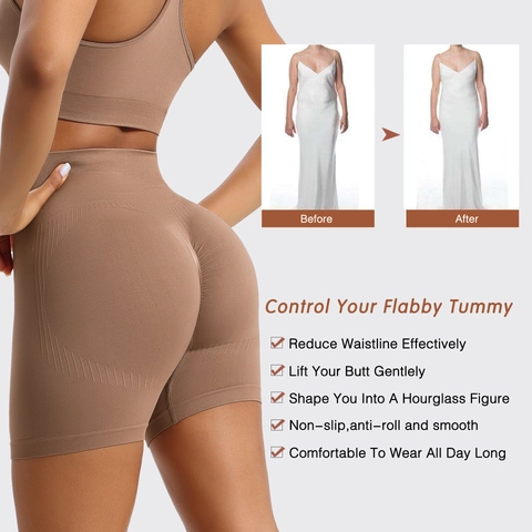 Faja Moldeadora para Mujer Cintura Alta Control de Abdomen Levantamiento de Glúteos Sin Costuras Poliamida Elastano Pantalones