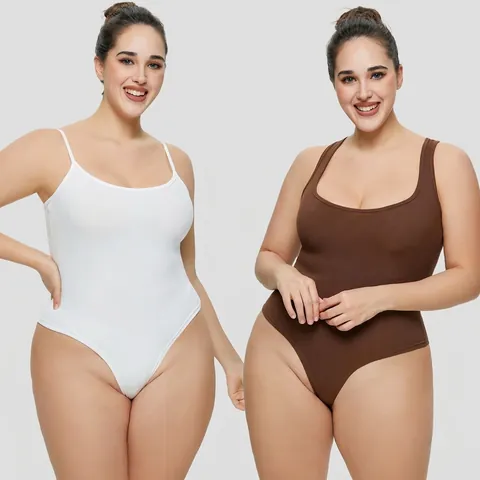 Women's Sexy Ribbed Bodysuit Slim Fit Spaghetti Strap U-Neck Mock Neck Long Sleeve Jumpsuit Solid Color Stretch Basic Top