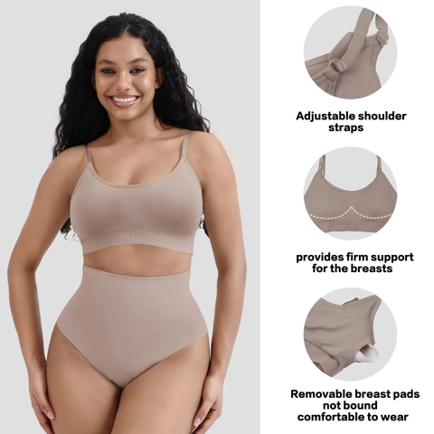 Seamless Wireless Sports Bra For Women Wireless Removable Pads Comfortable Nylon Ribbed Yoga Crop Top Bralette Plus Size Underwear
