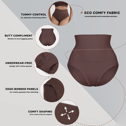 Bragas de Control de Abdomen de Cintura Alta Sin Costuras para Mujer Poliamida Elastano Levantamiento de Glúteos Ropa Interior Transpirable