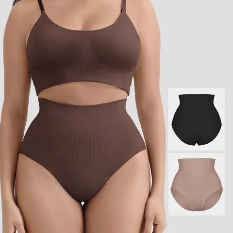 Bragas de Control de Abdomen de Cintura Alta Sin Costuras para Mujer Poliamida Elastano Levantamiento de Glúteos Ropa Interior Transpirable