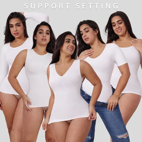 Seamless Women Shapewear Top Tummy Control Slimming Vest T-Shirt Long Sleeve Polyamide Bodysuit Shaping Tank Top Underwear