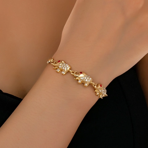 Vintage Legering Olifant Toggle Armband Met Kleurrijke Steentjes Boheemse Etnische Stijl Voor Dames