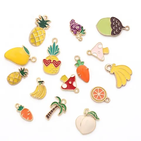 Fruit Vegetable Enamel Charms Alloy Oil Dripping Pendants For DIY Jewelry Making Necklaces Earrings Handcraft Crafts