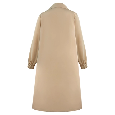 Women Plus Size Khaki Trench Coat Casual Double Breasted Long Jacket Loose Lapel Overcoat Solid Color Outerwear For Fall