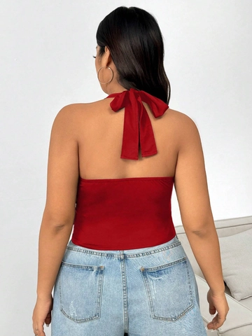 Top Corto Sexy Halter Para Mujer Talla Grande Cuello En V Profundo Espalda Descubierta Color Sólido Sin Mangas Camisola Chaleco Party Clubwear Tank Top