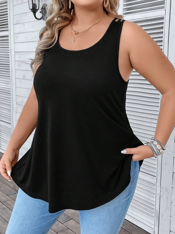 Canotta da Donna Taglie Forti Misto Poliestere Senza Maniche Scollo a U Casual Estiva Top Gilet Camisole Traspirante