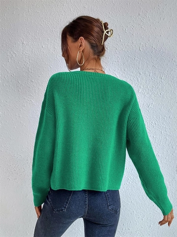 Maglione Pullover da Donna Casual in Viscosa a Costine Tinta Unita Ampio Girocollo Manica Lunga Caldo Maglieria Top Corto