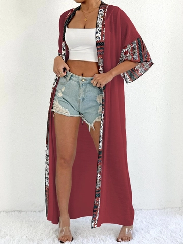 Women Bohemian Long Kimono Cardigan Ethnic Print Patchwork Open Front Beach Bikini Cover Up Casual Summer Resort Wear Top