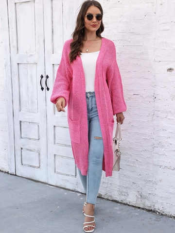 Cardigan Lungo in Maglia da Donna Oversized Manica a Lanterna Maglione Aperto Davanti Con Tasche Cappotto Casual in Maglia