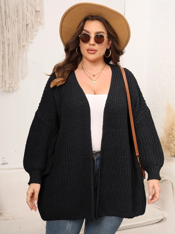 Cardigan en Grosse Maille Grandes Tailles pour Femmes Pull Ouvert Épaules Tombantes Manches Longues Décontracté Streetwear Manteau