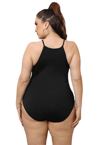 Body Grande Taille pour Femmes Dos Nu Sexy Sans Manches Coupe Slim Bouton Pression Top Body
