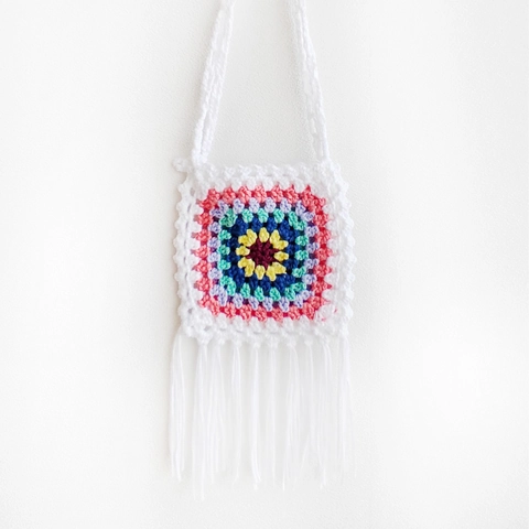 Handgemachte Häkel Granny Square Umhängetasche Für Damen Bohemian Quaste Schultertasche Retro Patchwork Mini Handtasche