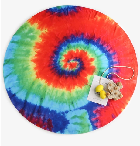 Rundes Tie-Dye Strandtuch Regenbogen-Spiralmuster Picknickmatte Outdoor-Yoga-Decke Weiche Polyester-Hülle Für Reisen Sommer-Accessoire