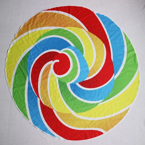 Creative Round Food Print Beach Towel Polyester Sunscreen Shawl Pizza Donut Lollipop Pattern Travel Picnic Blanket For Women