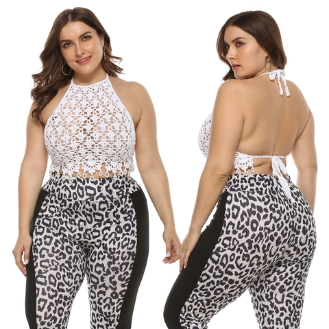 Haut Dos Nu au Crochet pour Femmes Grande Taille Style Bohème Ajouré avec Glands Haut Blanc