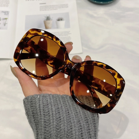 Retro Oversized Sonnenbrille Damen Vintage Quadratisch Rund PC Rahmen UV400 Outdoor Mode Augenschutz