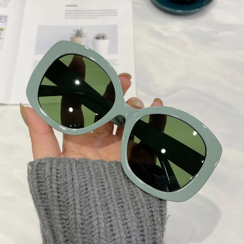 Retro Oversized Sonnenbrille Damen Vintage Quadratisch Rund PC Rahmen UV400 Outdoor Mode Augenschutz