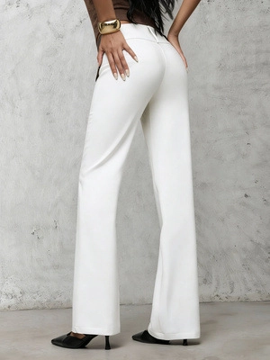 Women High Waisted Wide Leg Suit Pants Double Button Solid Color Slim Fit Straight Trousers Office Lady Work Casual Long Pants