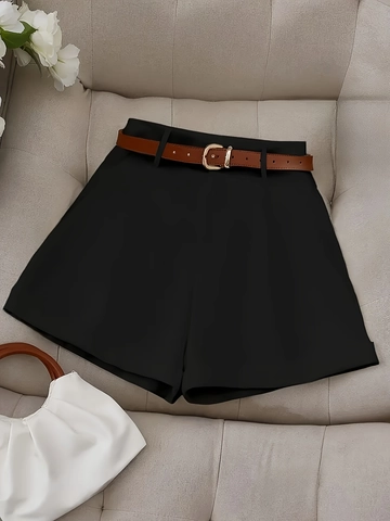 Damen High Waist Anzugshorts Elegant Weites Bein Casual Hot Pants Mit Gürtel Streetwear Daily Fashion Bottoms