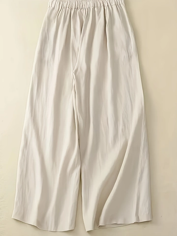 Pantaloni Donna a Gamba Larga a Vita Alta Vita Elastica Coulisse Pantaloni Casual Larghi Con Tasche Tinta Unita Morbidi