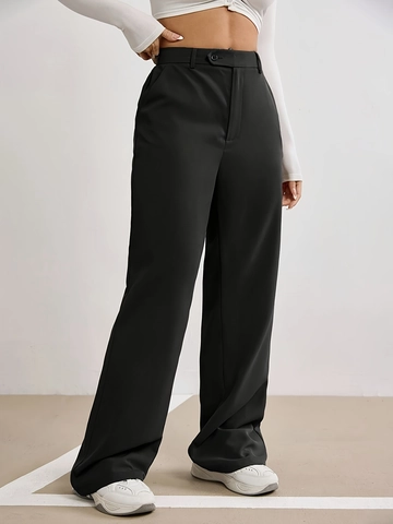 Pantaloni Completo Donna Vita Alta Gamba Larga Larghi Dritti Pantaloni Casual per Ufficio Quotidiani Estate Tinta Unita