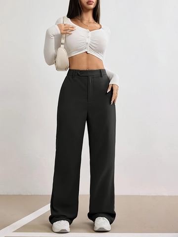 Pantaloni Completo Donna Vita Alta Gamba Larga Larghi Dritti Pantaloni Casual per Ufficio Quotidiani Estate Tinta Unita