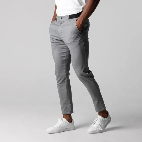 Men Business Casual Slim Fit Chinos High Stretch Cotton Blend Straight Leg Pants For Office Daily Commuting Wear
