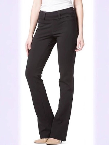Pantalon Femme Décontracté Coupe Ajustée Extensible Taille Haute Bureau Navetteur Jambe Droite Couleur Unie Tricoté