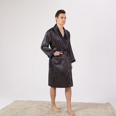 Heren Satijnen Pyjama Kamerjas En Shorts Nachtkleding Loungewear Goud Stippen Gestreepte Eenvoudig Casual Huispak Voor Mannen