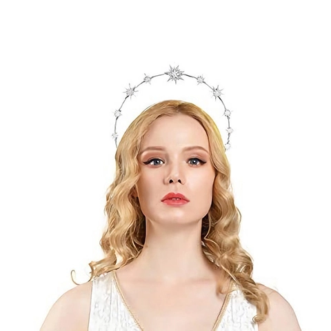 Baroque Star Halo Crown Headband Double Layer Gold Silver Rhinestone Celestial Headpiece For Wedding Bridal Party Women Hair Accessories