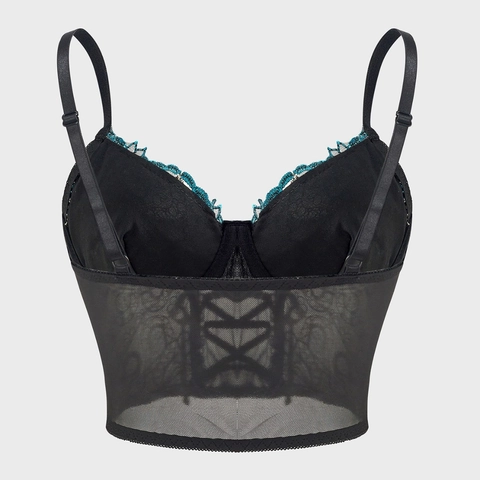 Top Corsetto Vintage in Rete Ricamata Donna Bustier Sexy Con Ferretto Spalline Regolabili Canotta Floreale Con Lacci