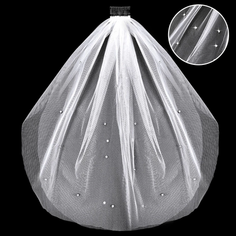 Elegant White Short Wedding Veil With Sparkling Rhinestones Decorative Hair Comb For Bachelorette Party Bridal Hair Accessories