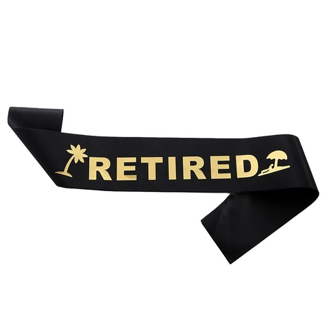 Retired Schärpe Satin Goldfolie Schriftzug Palme Für Ruhestandsfeier Herren Damen Dekoration Zubehör
