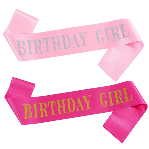 Birthday Girl Sjerp Satijn Feestlint Met Glitter Goud Zilver Letters Voor Meisjes Vrouwen Verjaardagsfeest Decoraties