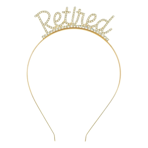 Fashion Alloy Rhinestone Retired Letter Headband For Women Retirement Party Celebration Headpiece Hair Accessory Decor
