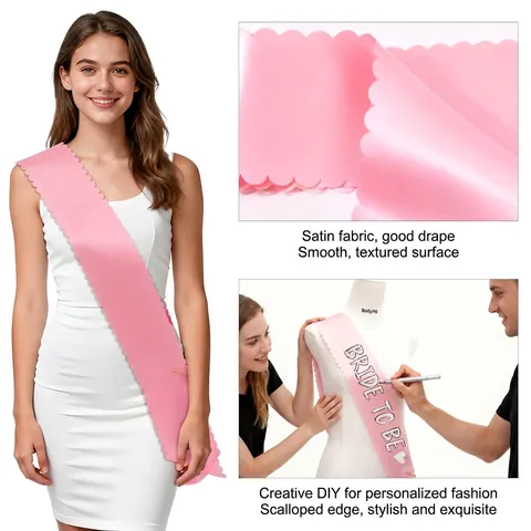 Fascia per Feste in Raso Rosa Vuota Con Bordi a Onde Nastro Etichetta Fai da Te per Matrimonio Compleanno Celebrazione