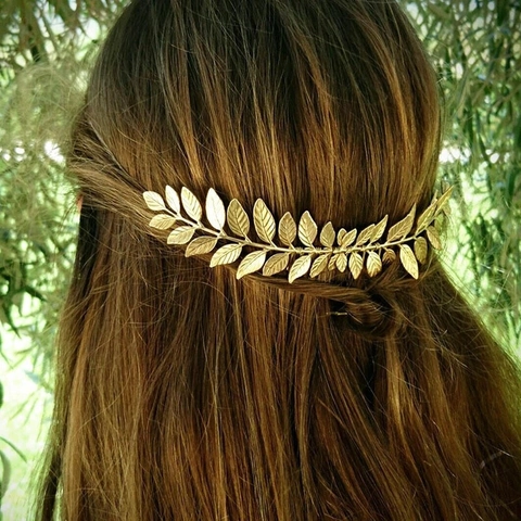 Vintage Gold Alloy Leaf Hair Comb Elegant Olive Branch Bridal Wedding Hair Accessory For Women Greek Style Metal Headpiece