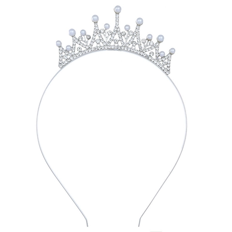 Kids Alloy Rhinestone Crown Hairband Sparkly Tiara For Girls Birthday Party Wedding Performance Hair Accessories Silver
