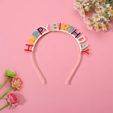 Cerchietto in Metallo Con Lettere Happy Birthday Colorate Lega di Zinco Smalto Cerchietto per Festa di Compleanno Accessori per Capelli Donna