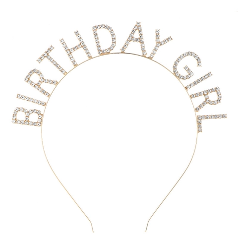 Cerchietto con Alfabeto Birthday Girl in Strass Lega Cristallo Lettera Cerchio per Capelli per Donne Ragazze Festa Compleanno