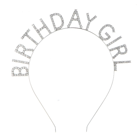 Cerchietto con Alfabeto Birthday Girl in Strass Lega Cristallo Lettera Cerchio per Capelli per Donne Ragazze Festa Compleanno