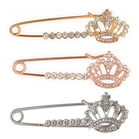 Mode Strass Kronen Brosche Anstecknadel Für Damen Elegant Legierung Schmuck Zubehör Für Hochzeit Party Bankett Dekoration